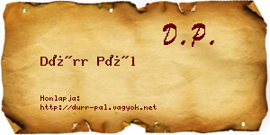 Dürr Pál névjegykártya